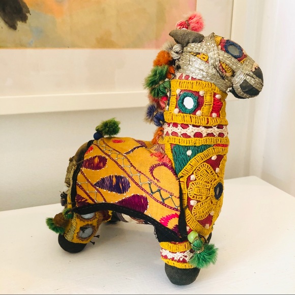 Vintage Indian Rajasthani cloth embroidered horse